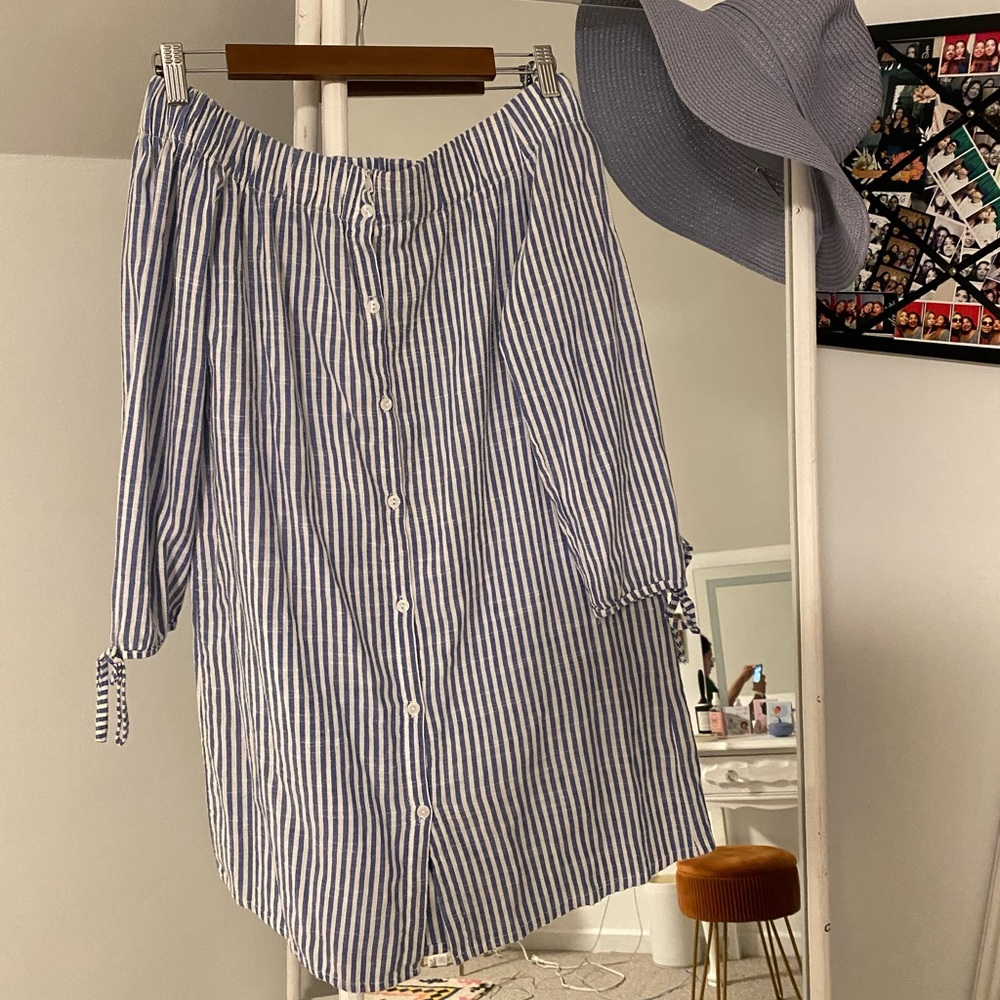 Blue and White striped Dress